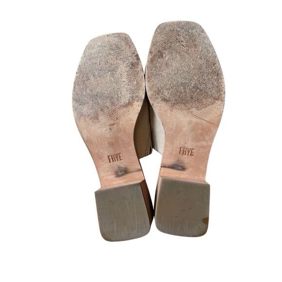 Frye Cindy Mule Sandals size 7.5 Tan Heeled - Picture 7 of 11